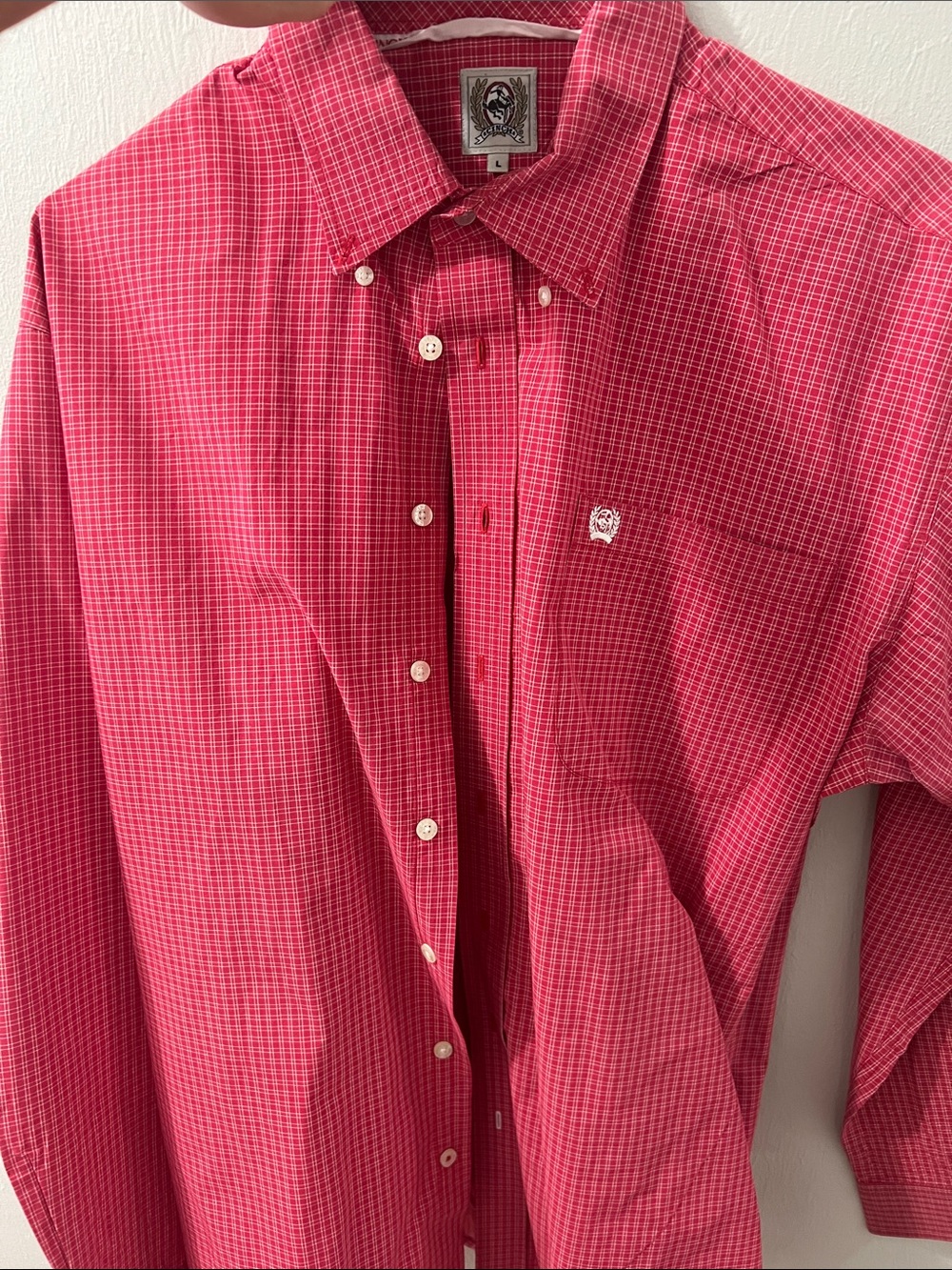Cinch Men's Red Micro-Check Button-Down Shirt